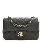 Lambskin Quilted Mini Rectangular Flap Dark Grey
