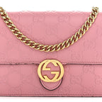 Guccissima Icon Chain Wallet Carmine Rose