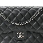 Caviar Quilted Jumbo Double Flap Black