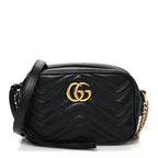 Calfskin Matelasse Mini GG Marmont Chain Shoulder Bag Black