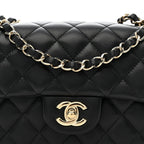 Lambskin Quilted Mini Rectangular Flap Black