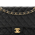 Caviar Quilted Medium Double Flap Black