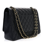 Caviar Quilted Maxi Double Flap Black