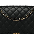 Caviar Quilted Maxi Double Flap Black