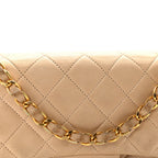 Lambskin Quilted Small Double Flap Beige