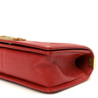 Caviar Chevron Quilted Medium Boy Flap Red