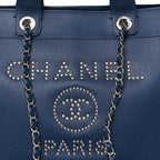 Caviar Small Studded Deauville Tote Navy