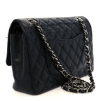 Caviar Quilted Medium Double Flap Black