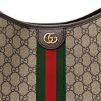 GG Supreme Monogram Textured Dollar Calfskin Web Large Ophidia Bucket Shoulder Bag Beige Ebony New Acero