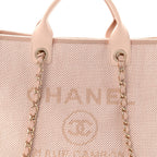 Mixed Fibers Calfskin Medium Deauville Tote Beige