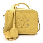 Caviar Quilted Small CC Filigree Vanity Case Yellow