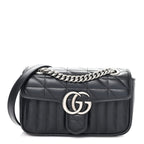 Calfskin Matelasse Aria Mini GG Marmont Shoulder Bag Black