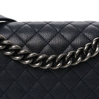 Goatskin Quilted Patent Medium Duo Boy Flap Black