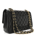 Lambskin Quilted Medium Double Flap Black