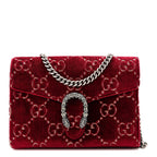 Velvet GG Monogram Mini Dionysus Chain Wallet Red Cipria