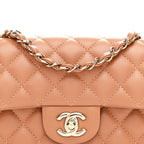 Lambskin Quilted Mini Rectangular Flap Brown