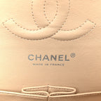Caviar Quilted Medium Double Flap Beige