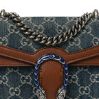 New Denim GG Monogram Dollar Calfskin Enamel Mini Dionysus Shoulder Bag Blue Tea Cuir Epilog Electric Blue