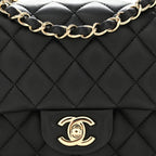 Lambskin Quilted Mini Square Flap Black