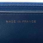 Iridescent Caviar Quilted Wallet on Chain WOC Dark Blue