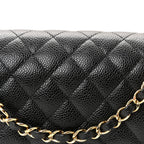 Caviar Quilted Medium Double Flap Black