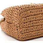 Braided Raffia Nano Kelly Flap Bag Dark Beige