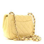 Lambskin Quilted Mini Square Flap Light Yellow