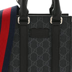 GG Supreme Monogram Appia Calfskin Web Mini Tote Bag Black
