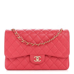 Caviar Quilted Jumbo Double Flap Dark Pink