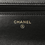 Lambskin Quilted Chanel 19 Wallet On Chain WOC Black