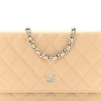 Caviar Quilted Wallet on Chain WOC Beige