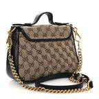 Monogram Azalea Calfskin Matelasse Diagonal Mini GG Marmont Top Handle Shoulder Bag Beige Ebony Black