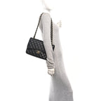 Caviar Quilted Jumbo Double Flap Black