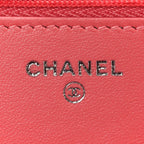 Lambskin Quilted Wallet On Chain WOC Pink