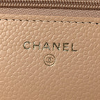 Caviar Quilted Wallet on Chain WOC Beige