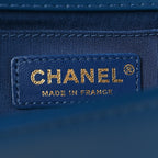 Calfskin Quilted Medium Boy Top Handle Flap Blue