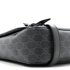GG Supreme Monogram Textured Dollar Calfskin Retro Interlocking G Flap Messenger Bag Black