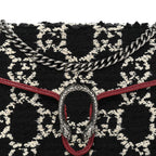 Tweed GG Monogram Mini Dionysus Chain Wallet Black White Romantic Cherry