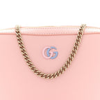 Dollar Calfskin Enamel Super Mini GG Marmont Chain Shoulder Bag Light Pink Blue