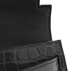 Shiny Niloticus Crocodile Kelly Elan Pochette Bleu Tempete