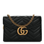 Calfskin Matelasse GG Marmont Chain Wallet Black