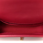 Lambskin Chevron Quilted Small Boy Flap Dark Pink
