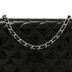 Patent Calfskin Quilted Reissue Wallet On Chain WOC So Black